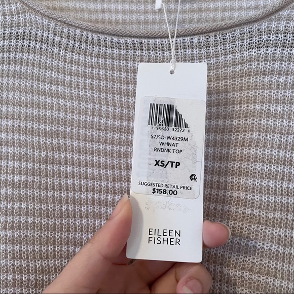 Eileen Fisher Organic Linen Knit Stripe Top XS - Picture 5 of 9